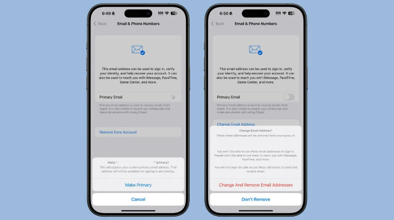 江安苹果手机维修分享苹果 iOS 18.1 支持设置“主要”邮箱地址并更改 iCloud 邮箱 